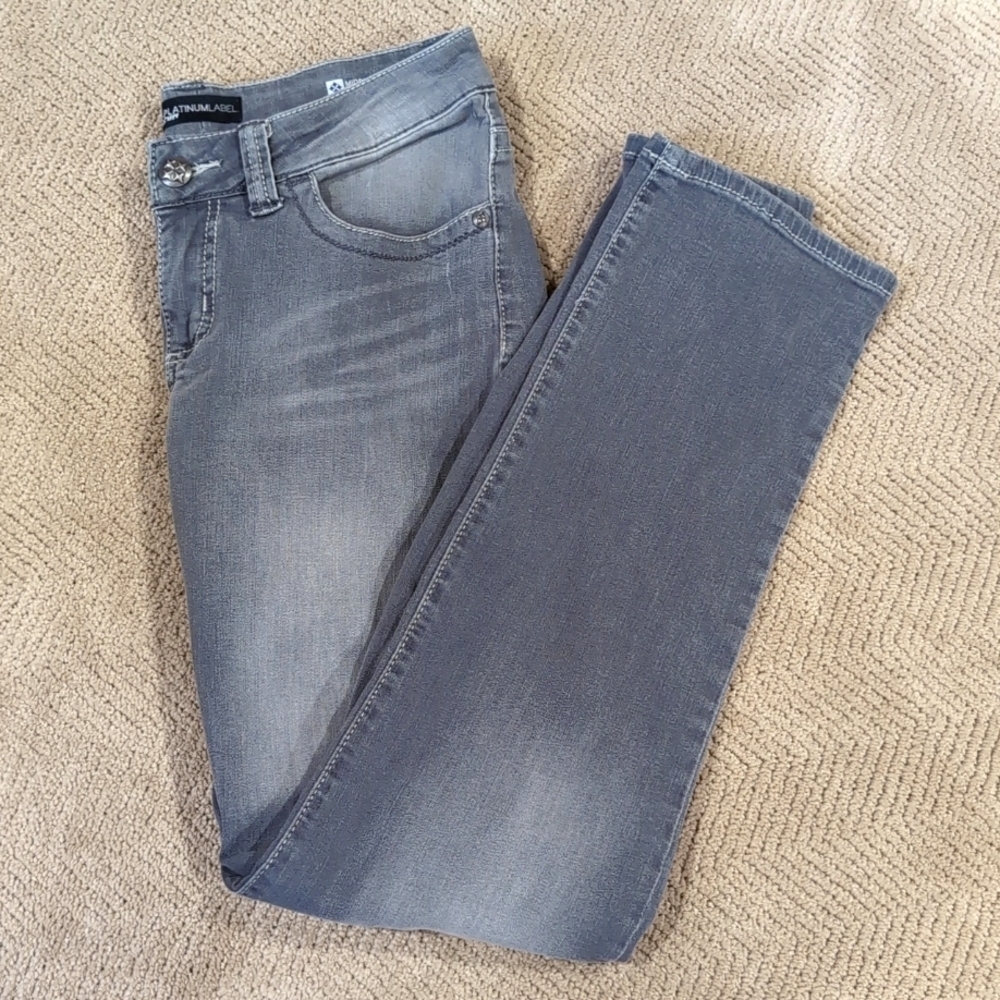 Lee Platinum Label Grey Gray Jeans Mid Rise Straight Leg Selvedge Denim - Size 6